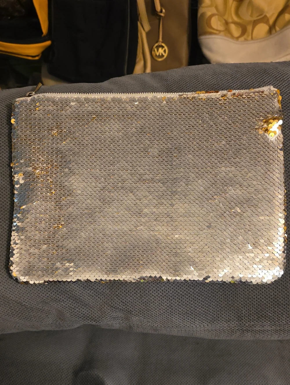 Marc Jacobs Fragrance Silver Sequin Cosmetic Pouch